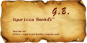 Gyuricza Benkő névjegykártya